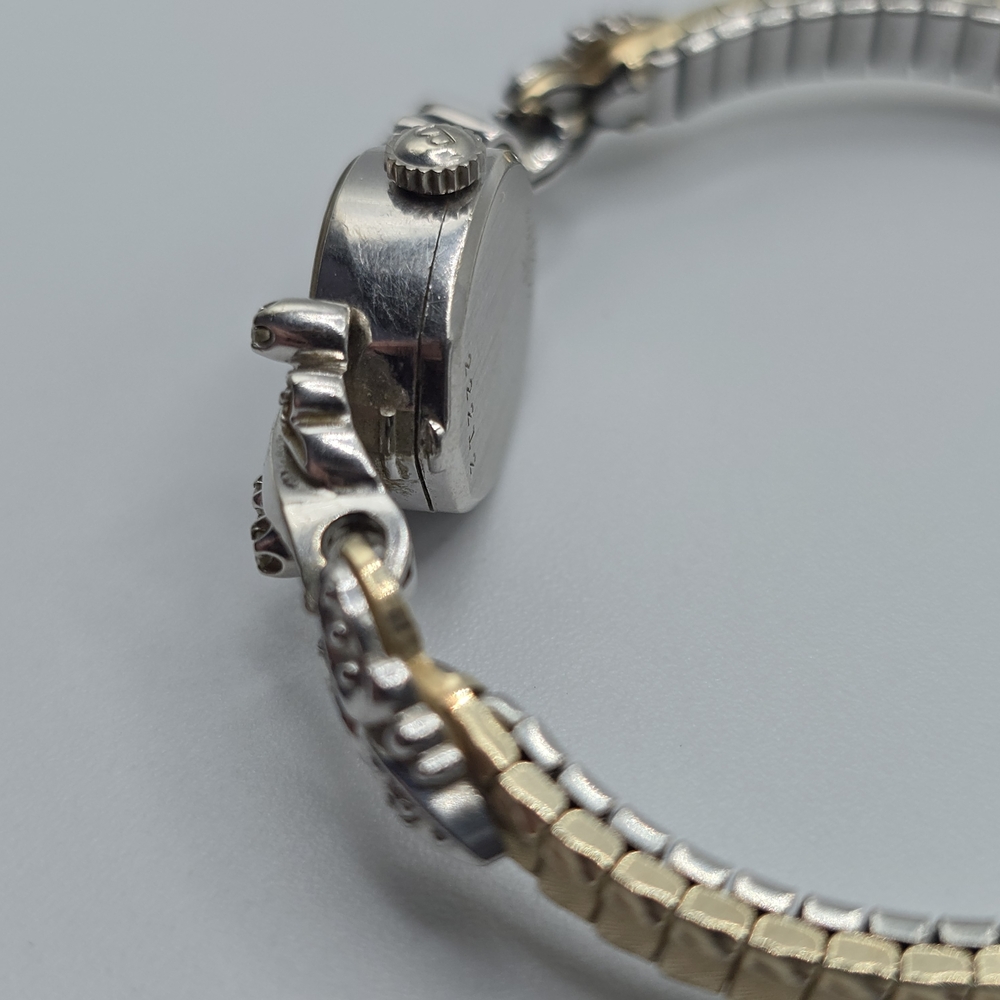 VTG 1971 Bulova Swiss 14K White Gold Case Ladies Watch Diamond Accent Manual - Picture 4 of 16
